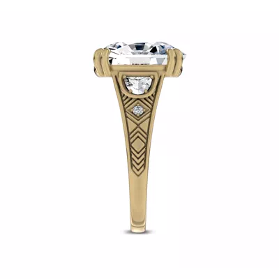 Vintage Cathedral Half-Moon Lab Diamond Engagement Ring