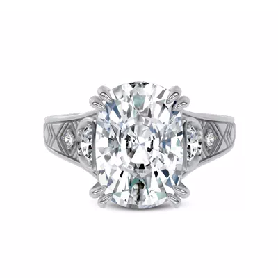 Vintage Cathedral Half-Moon Lab Diamond Engagement Ring