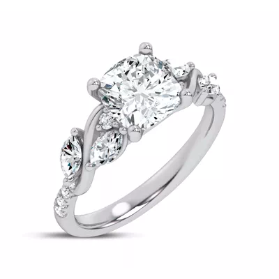 Hayden Curved Vine Lab Engagement Ring