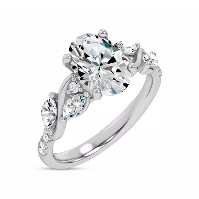 Hayden Curved Vine Lab Engagement Ring