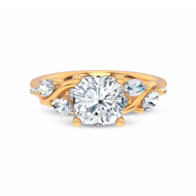Hayden Curved Vine Lab Engagement Ring
