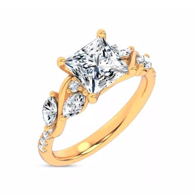 Hayden Curved Vine Lab Engagement Ring