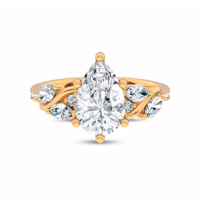 Hayden Curved Vine Lab Engagement Ring