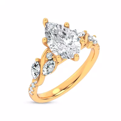 Hayden Curved Vine Lab Engagement Ring
