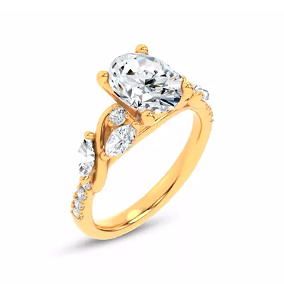 Hayden Curved Vine Diamond Engagement Ring