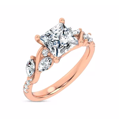 Hayden Curved Vine Lab Engagement Ring
