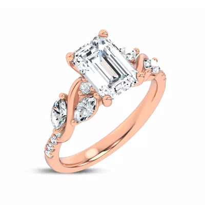 Hayden Curved Vine Lab Engagement Ring