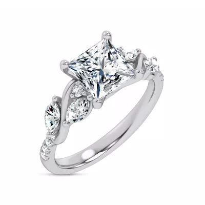 Hayden Curved Vine Lab Engagement Ring