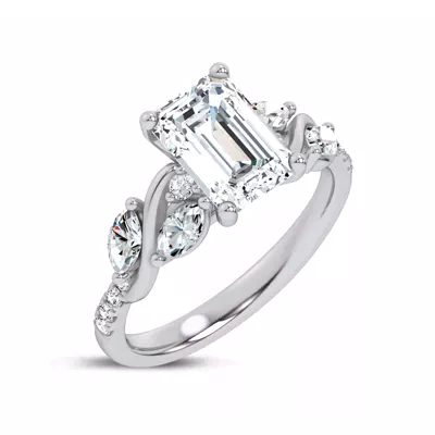 Hayden Curved Vine Lab Engagement Ring