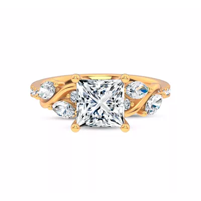 Hayden Curved Vine Lab Engagement Ring