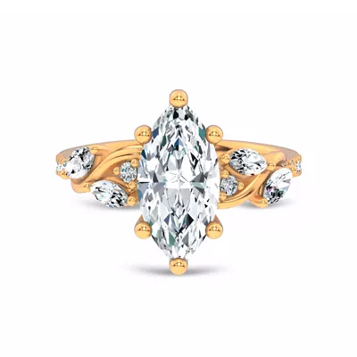 Hayden Curved Vine Lab Engagement Ring