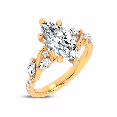 Hayden Curved Vine Lab Engagement Ring