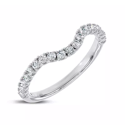 Sculpted C‑Prong Contoured Pavé Band by Christian Siriano