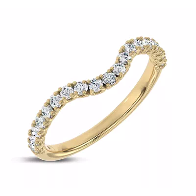 Sculpted C‑Prong Contoured Pavé Band by Christian Siriano