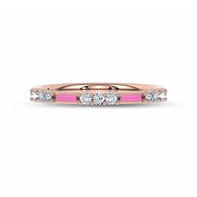 Fiora Pink Ceramic Diamond Band by Christian Siriano
