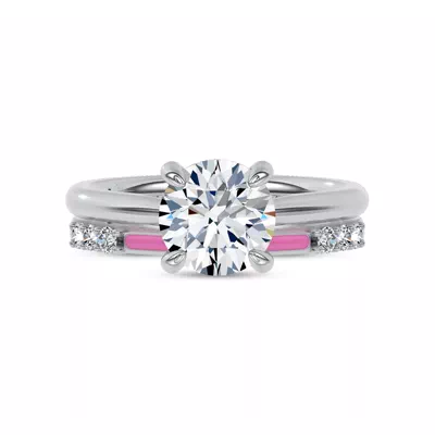 Fiora Pink Ceramic Lab Diamond Band by Christian Siriano