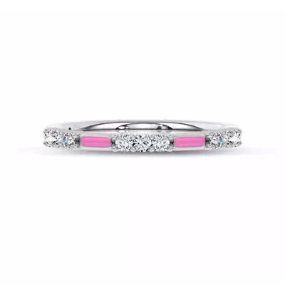 Fiora Pink Ceramic Diamond Band by Christian Siriano