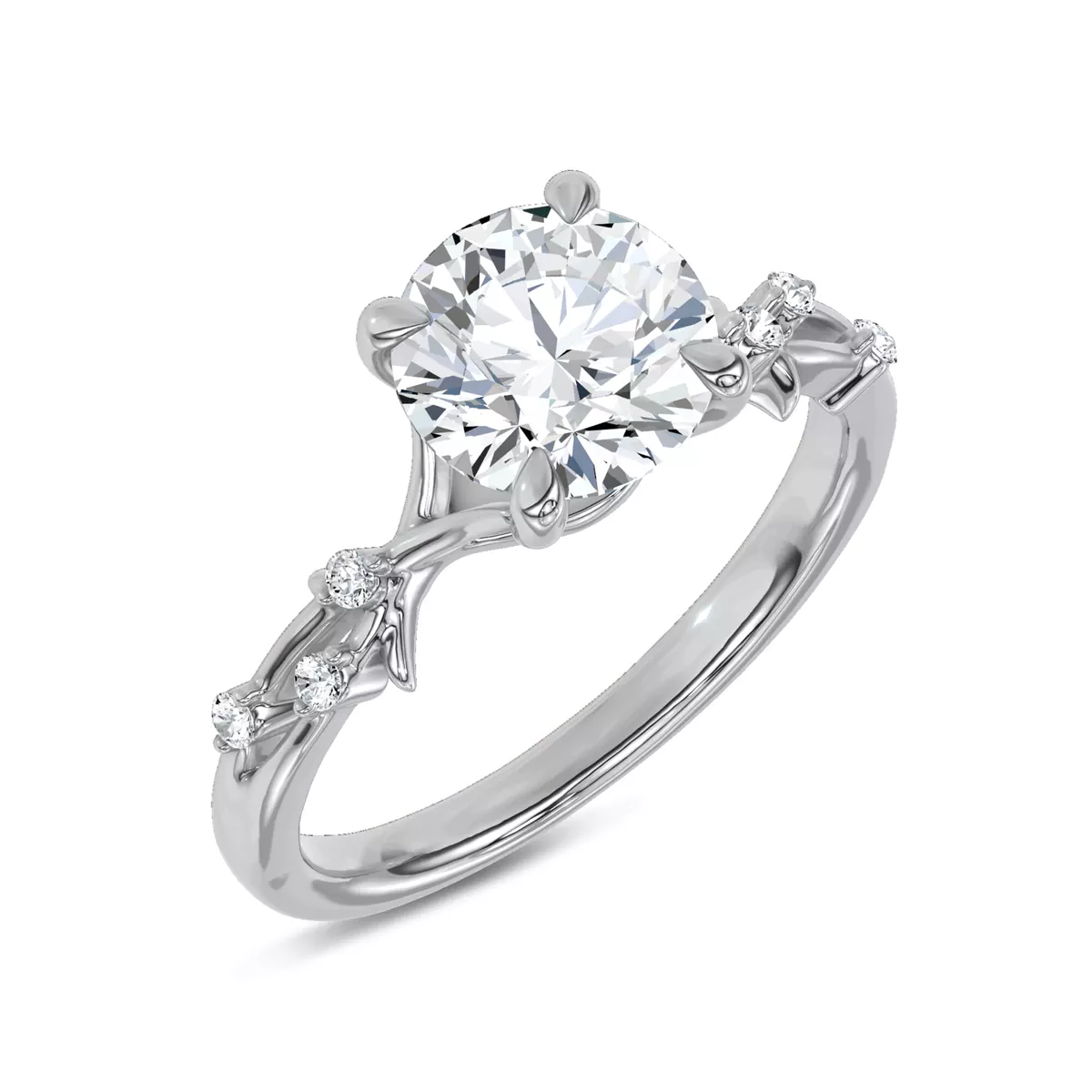 Vionne Vine Engagement Ring - 14K White Gold