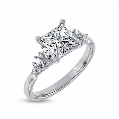 Almita Marquise And Round Diamond Engagement Ring