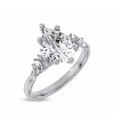 Almita Marquise And Round Diamond Engagement Ring