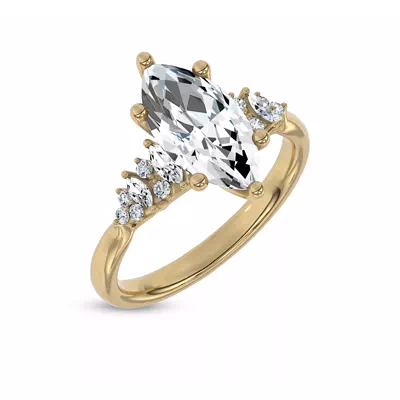 Almita Marquise And Round Diamond Engagement Ring