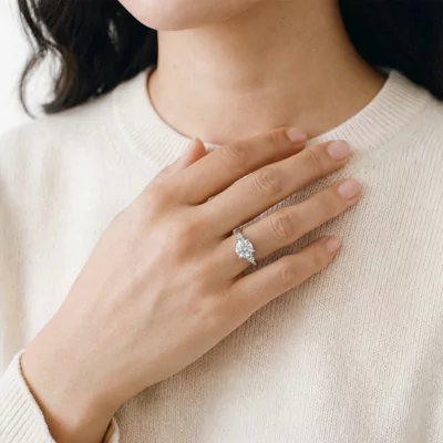 Almita Marquise And Round Diamond Engagement Ring