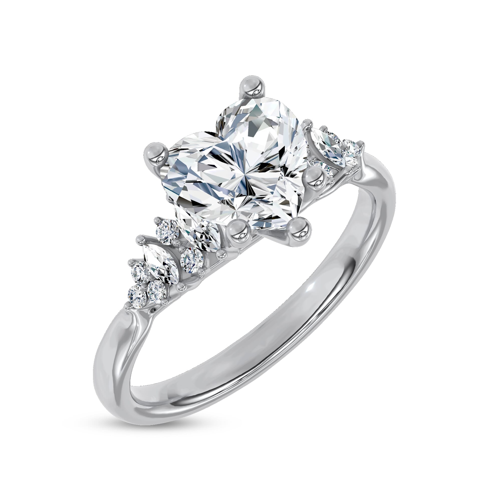 Almita Marquise And Round Diamond Engagement Ring