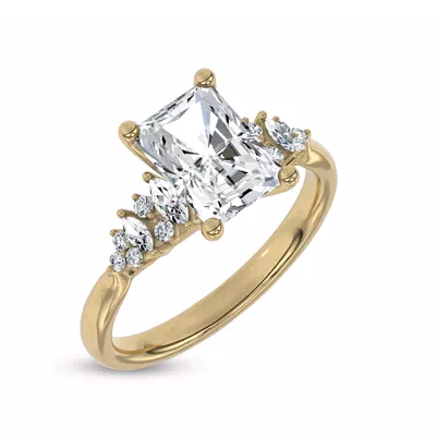 Almita Marquise And Round Diamond Engagement Ring