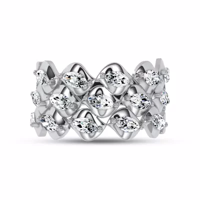 Draped Marquise Lab Diamond Silver Ring by Christian Siriano