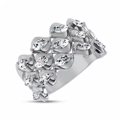 Draped Marquise Lab Diamond Silver Ring by Christian Siriano