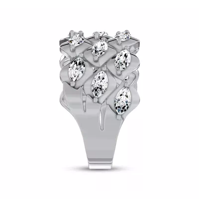 Draped Marquise Lab Diamond Silver Ring by Christian Siriano
