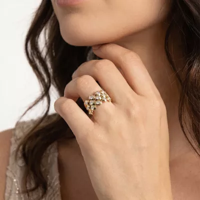 Draped Marquise Lab Diamond Vermeil Ring by Christian Siriano