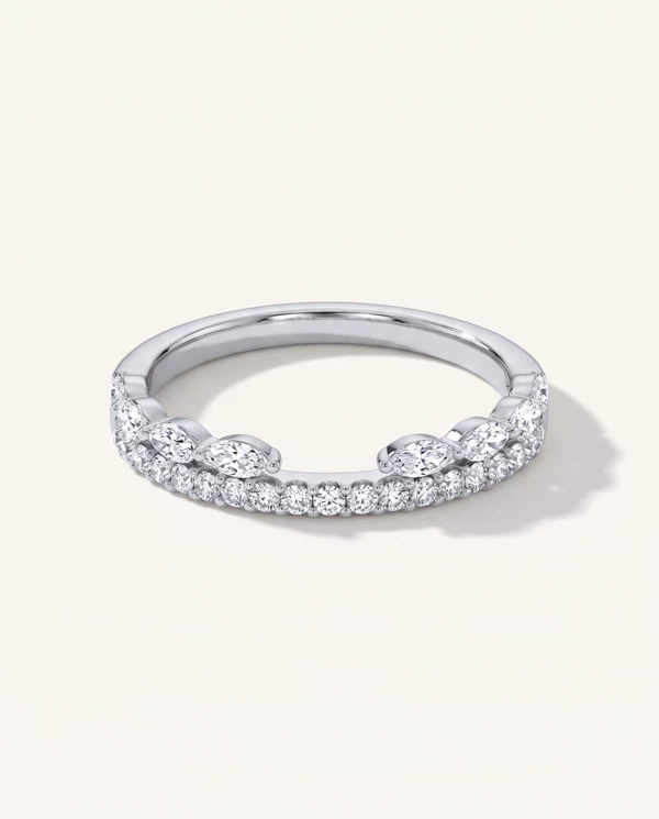 Women’s Wedding Ring Ouvre Marquise Wrap Pavé Lab Band