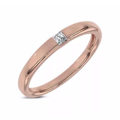 Floating Princess-Cut Diamond Stackable Ring