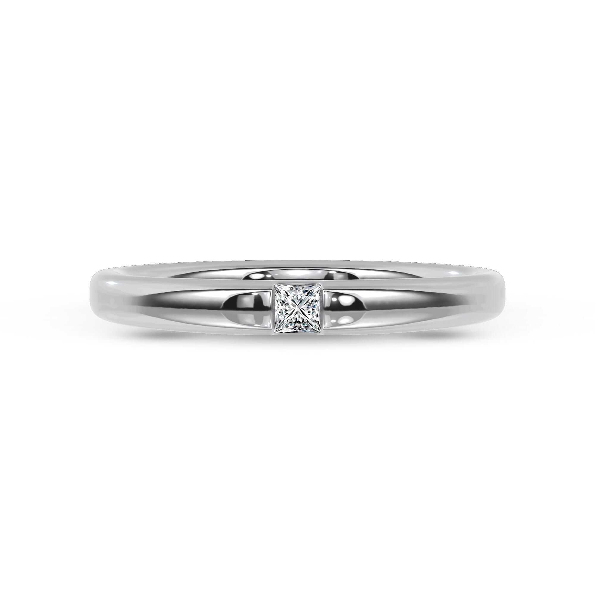 Princess Cut Ring Stackable Rings Floating Princess-Cut Diamond Stackable Ring - 14K White Gold