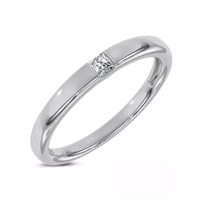 Floating Princess-Cut Lab Diamond Stackable Ring