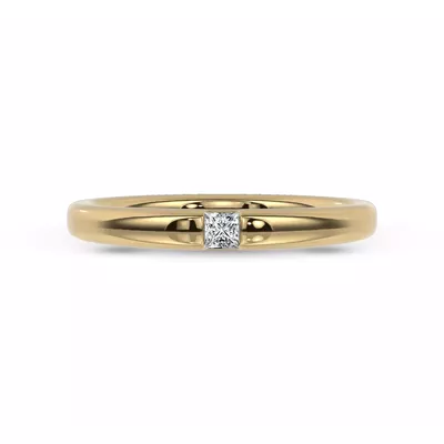 Floating Princess-Cut Diamond Stackable Ring