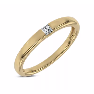 Floating Princess-Cut Diamond Stackable Ring