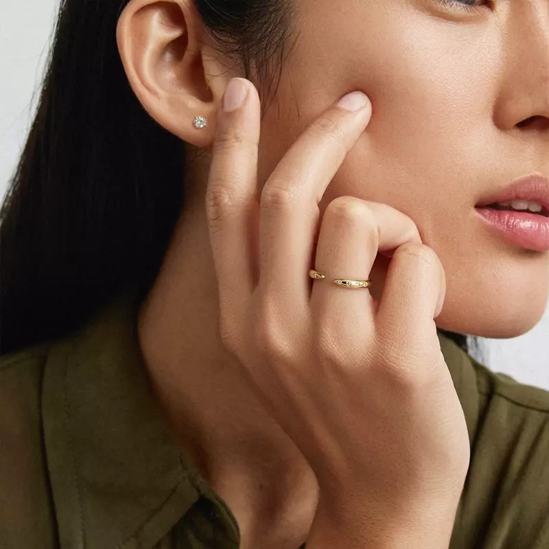 18K Rose Gold Lustra Open Diamond Band