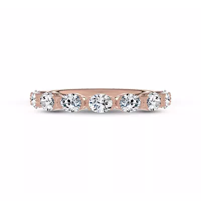 Milgrain Half-Bezel Oval Diamond Band