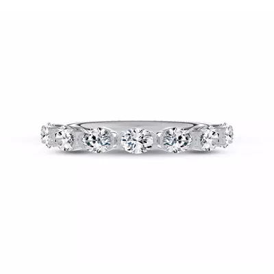 Milgrain Half-Bezel Oval Diamond Band