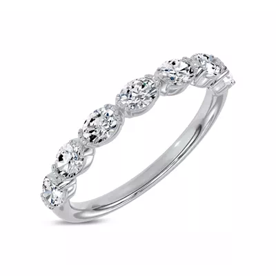 Milgrain Half-Bezel Oval Diamond Band