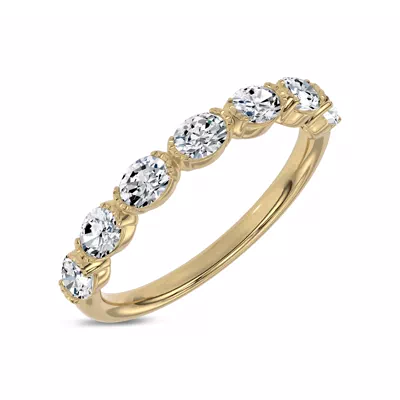 Milgrain Half-Bezel Oval Lab Diamond Band