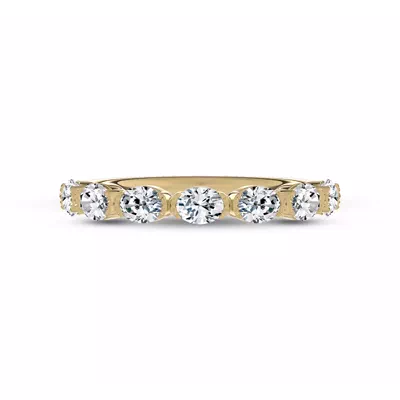 Milgrain Half-Bezel Oval Diamond Band
