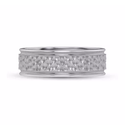 Brushed Hammered Center High-Polish Edge Band (7.1mm)