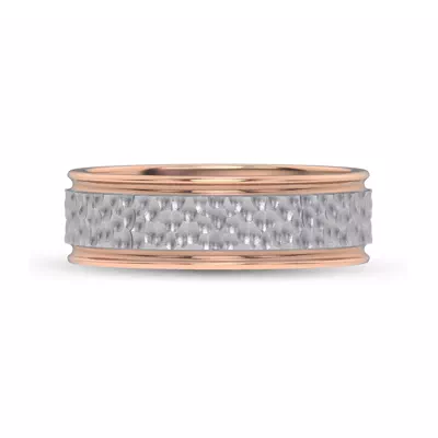Brushed Hammered Center High-Polish Edge Band (7.1mm)