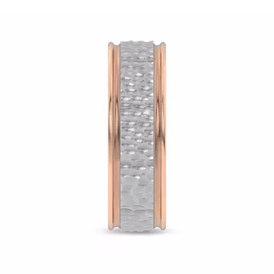 Brushed Hammered Center High-Polish Edge Band (7.1mm)