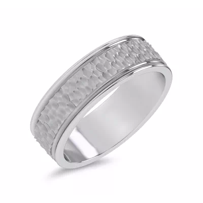 Brushed Hammered Center High-Polish Edge Band (7.1mm)