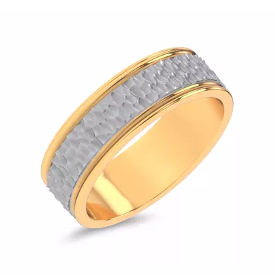 Brushed Hammered Center High-Polish Edge Band (7.1mm)