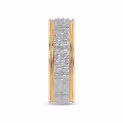 Brushed Hammered Center High-Polish Edge Band (7.1mm)